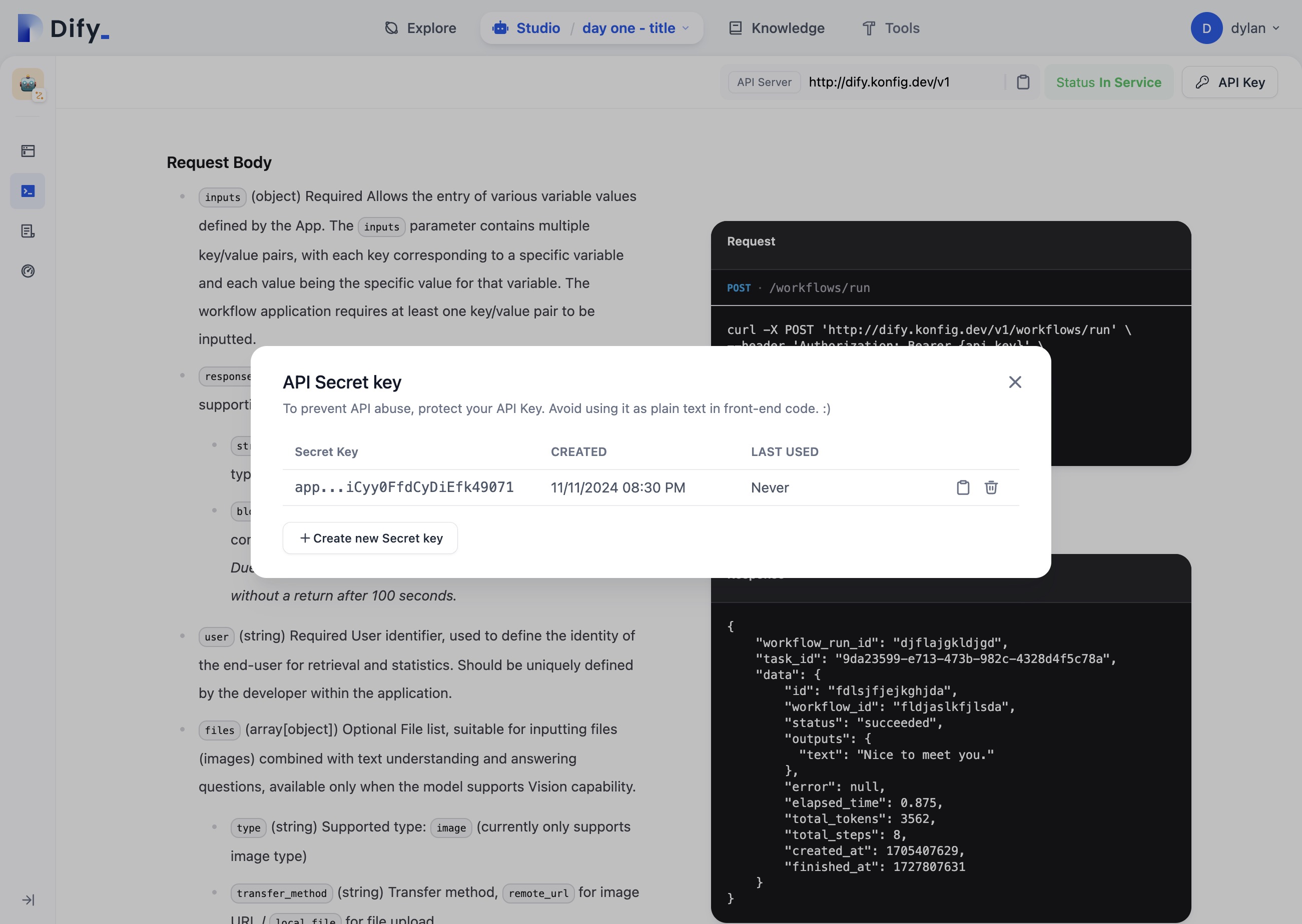 Currently, you need to create a separate API key for each workflow, which becomes extremely messy when managing 10+ workflows since keys aren't easily identifiable as belonging to specific workflows. Having a single master API key with workflow identifiers in the API calls would be much simpler to manage and organize.