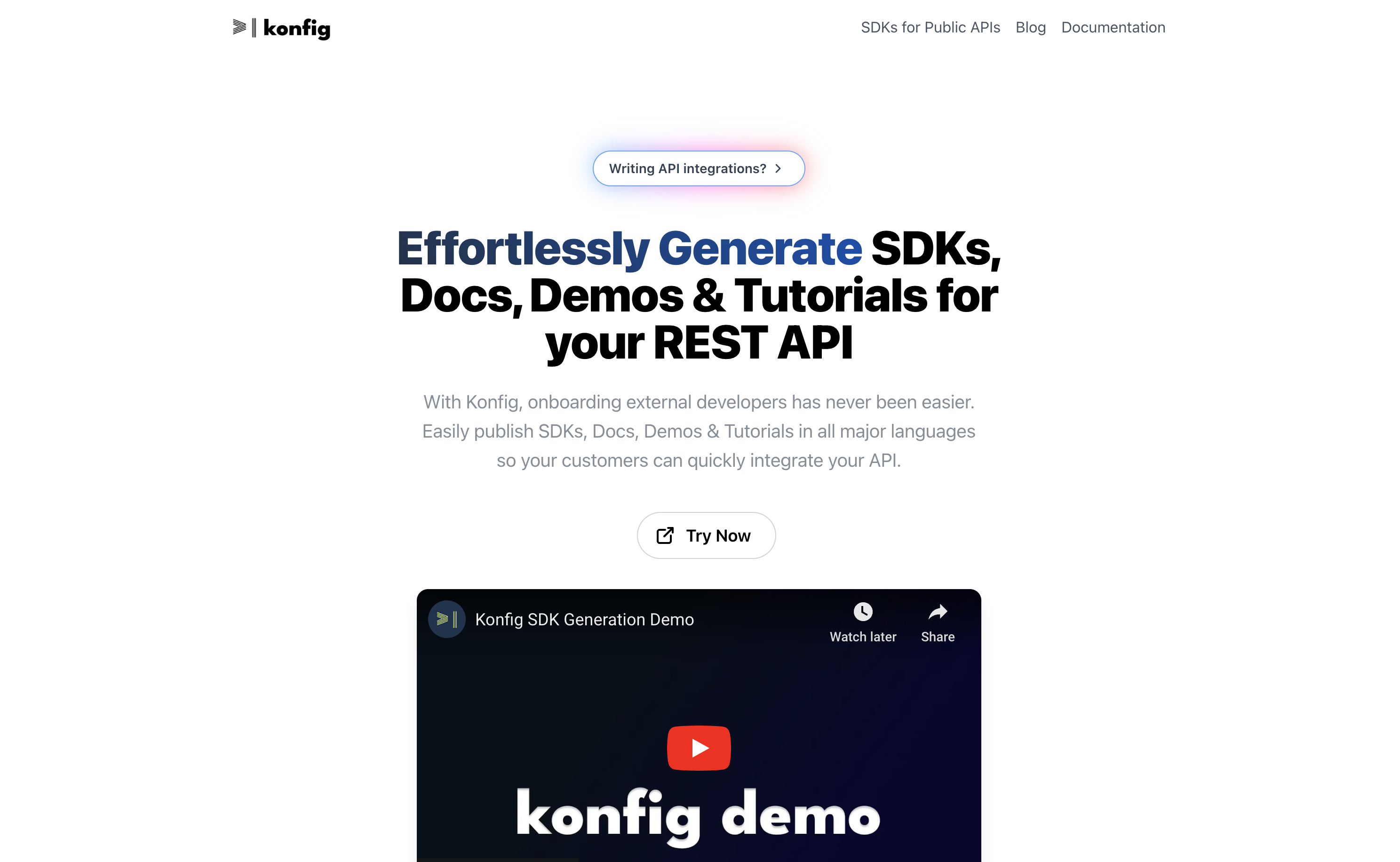 The Konfig landing page